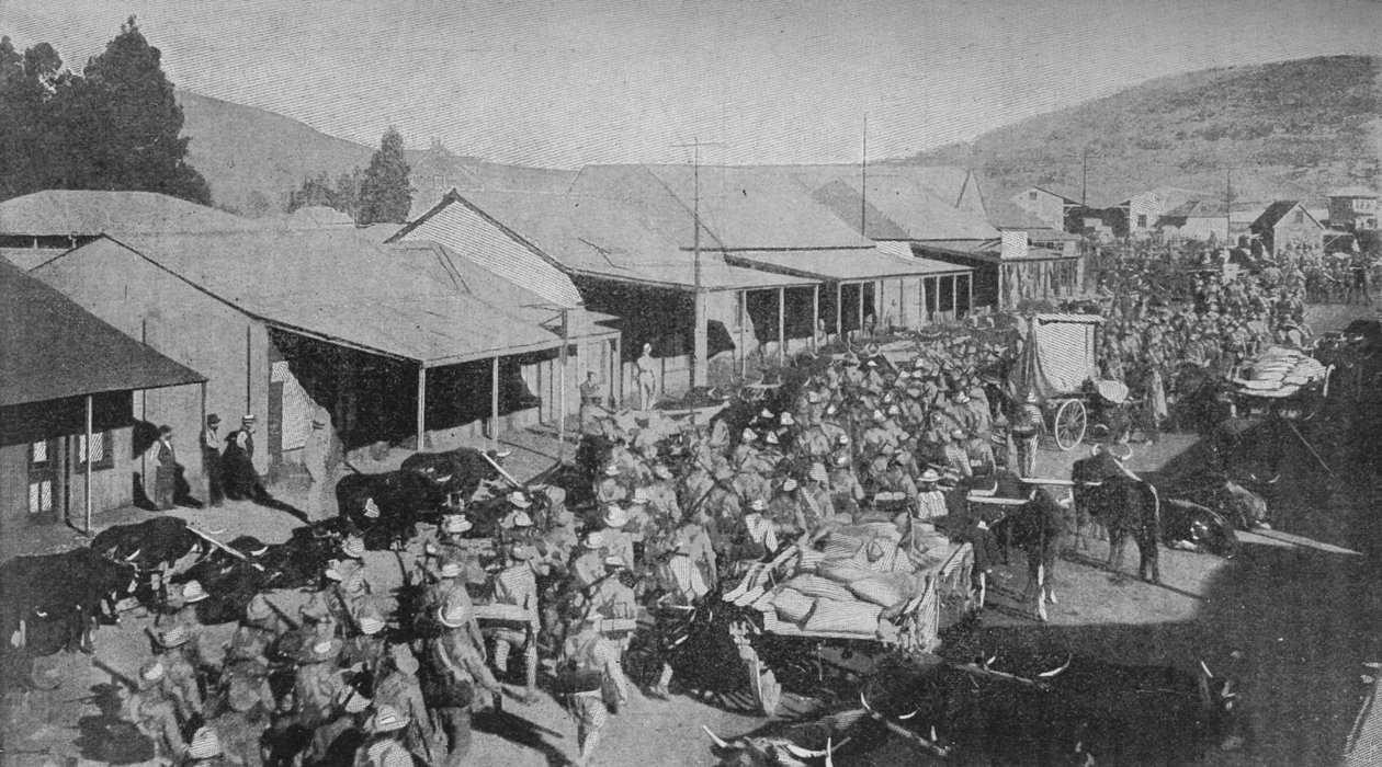 O exército britânico marchando pelas ruas de Pretória, 1902 de Unbekannt