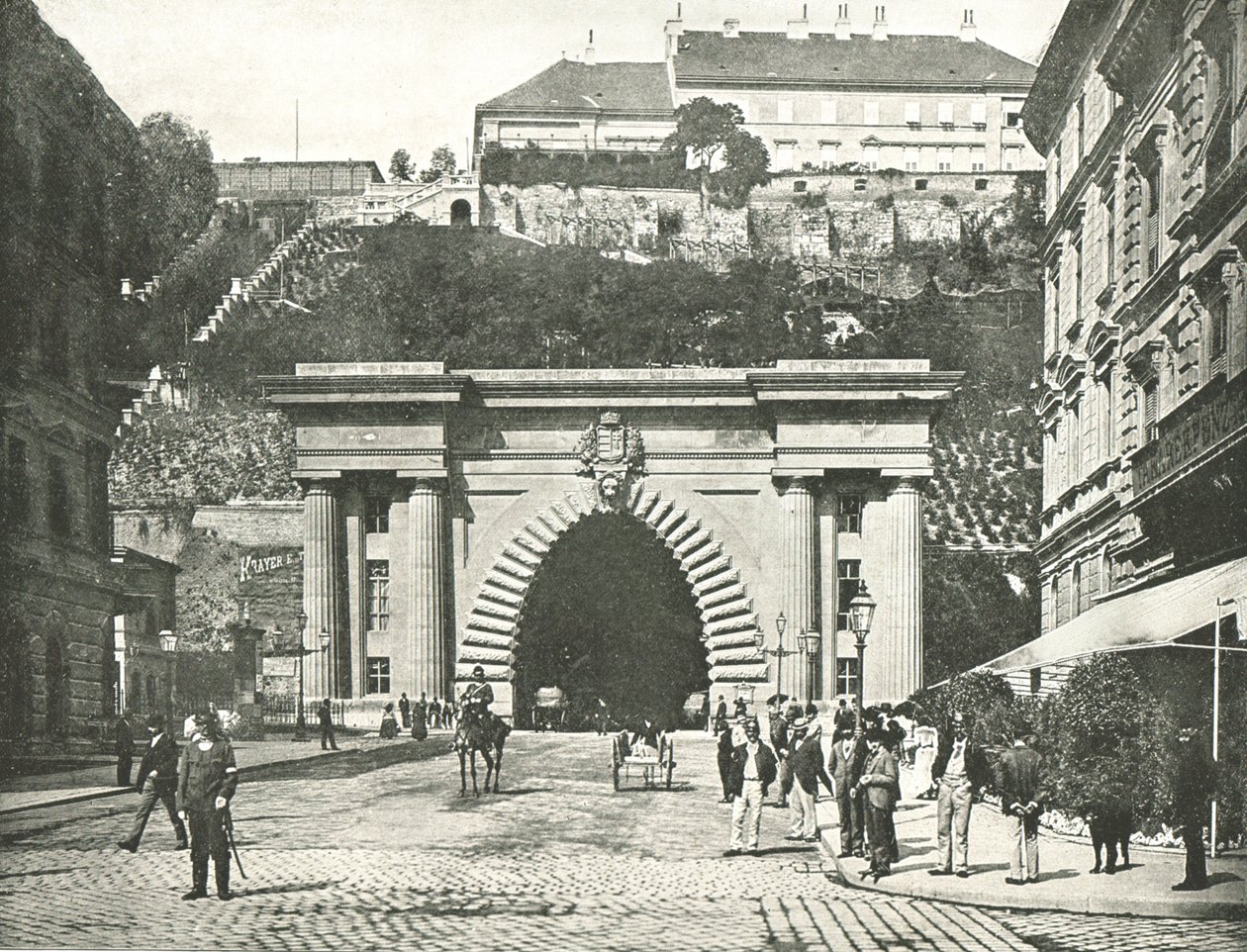 Buda Castle Tunnel, Budapeste, Áustria-Hungria, 1895. de Unbekannt