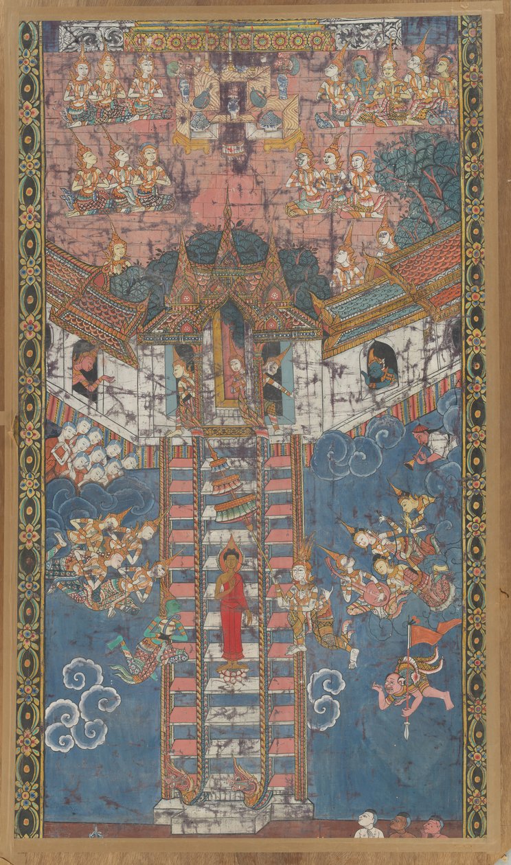 O Buda Descendo do Céu Trayastrimsa em Sankissa, século XIX. de Unbekannt