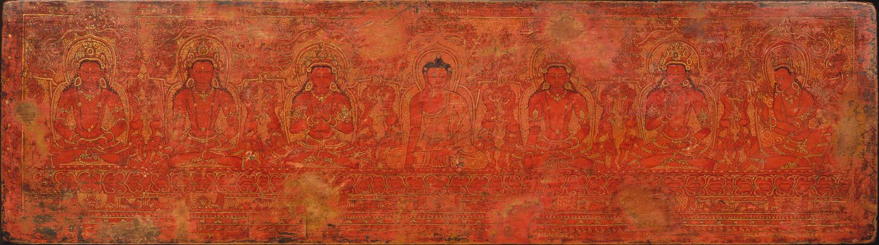O Buda Shakyamuni, Cinco Budas do Passado e Maitreya, ca. Século 15. de Unbekannt