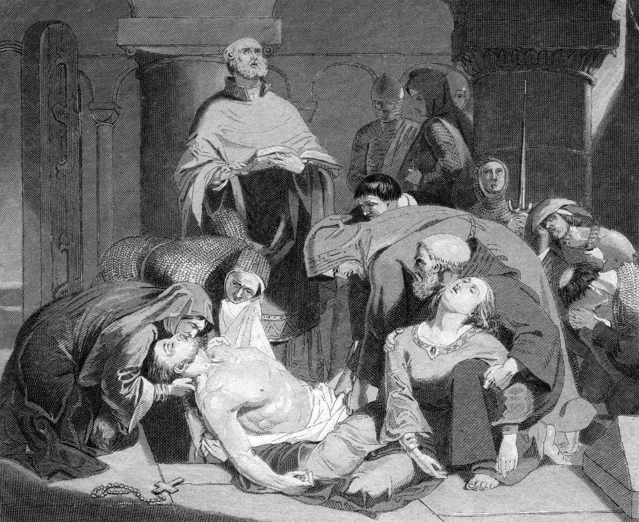 O enterro de Harold na abadia de Waltham, c1847 de Unbekannt