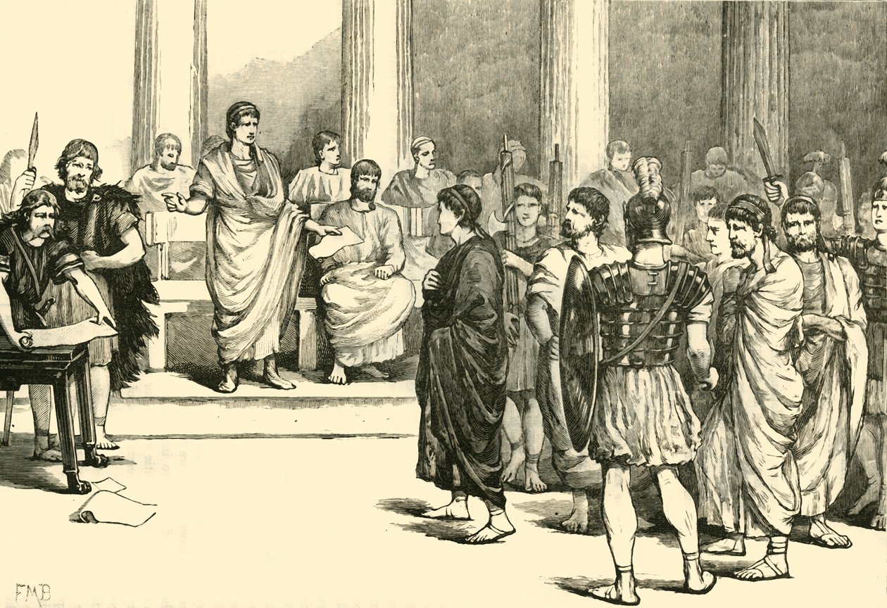 Os conspiradores caitlinarianos antes do Senado, 1890. de Unbekannt