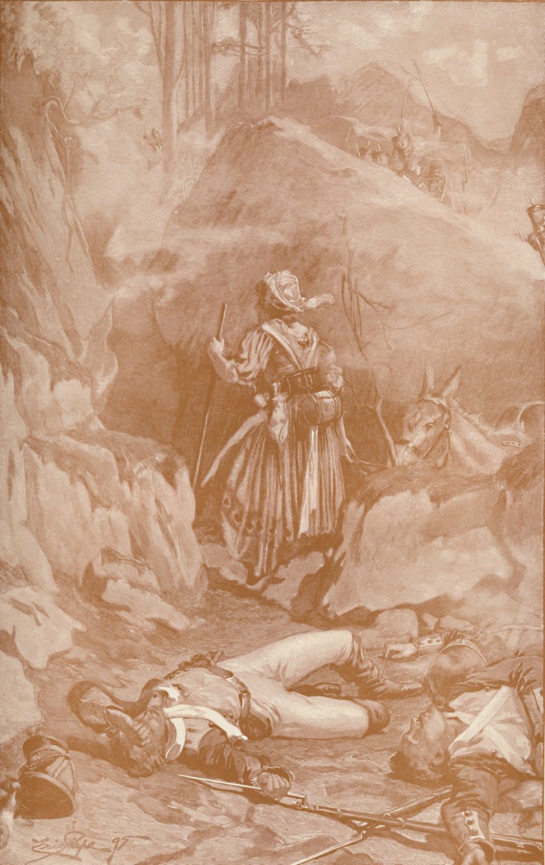 O Cantinière do 26o regimento que escala as rochas em Busaco, 1810, 1896. de Unbekannt