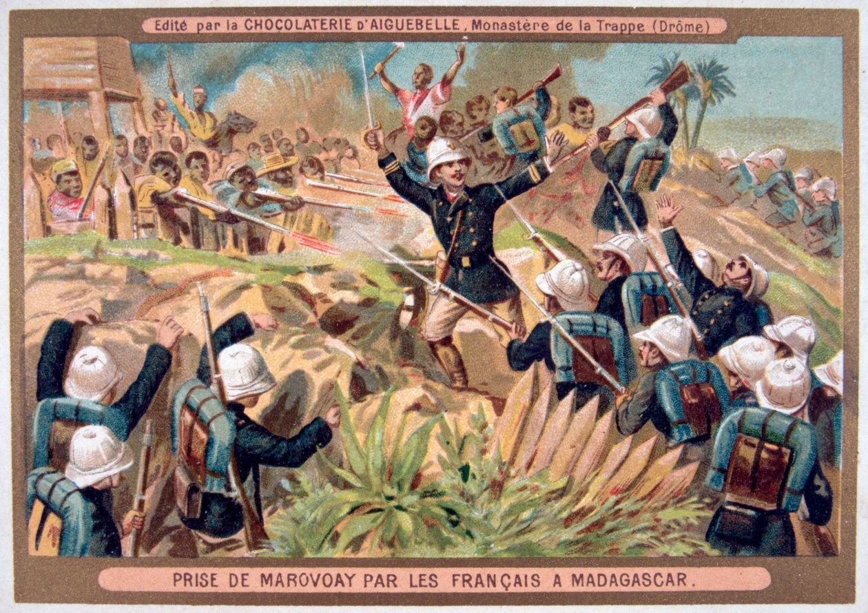A captura de Marovoay pelos franceses, Madagascar, séculos XIX e XX de Unbekannt