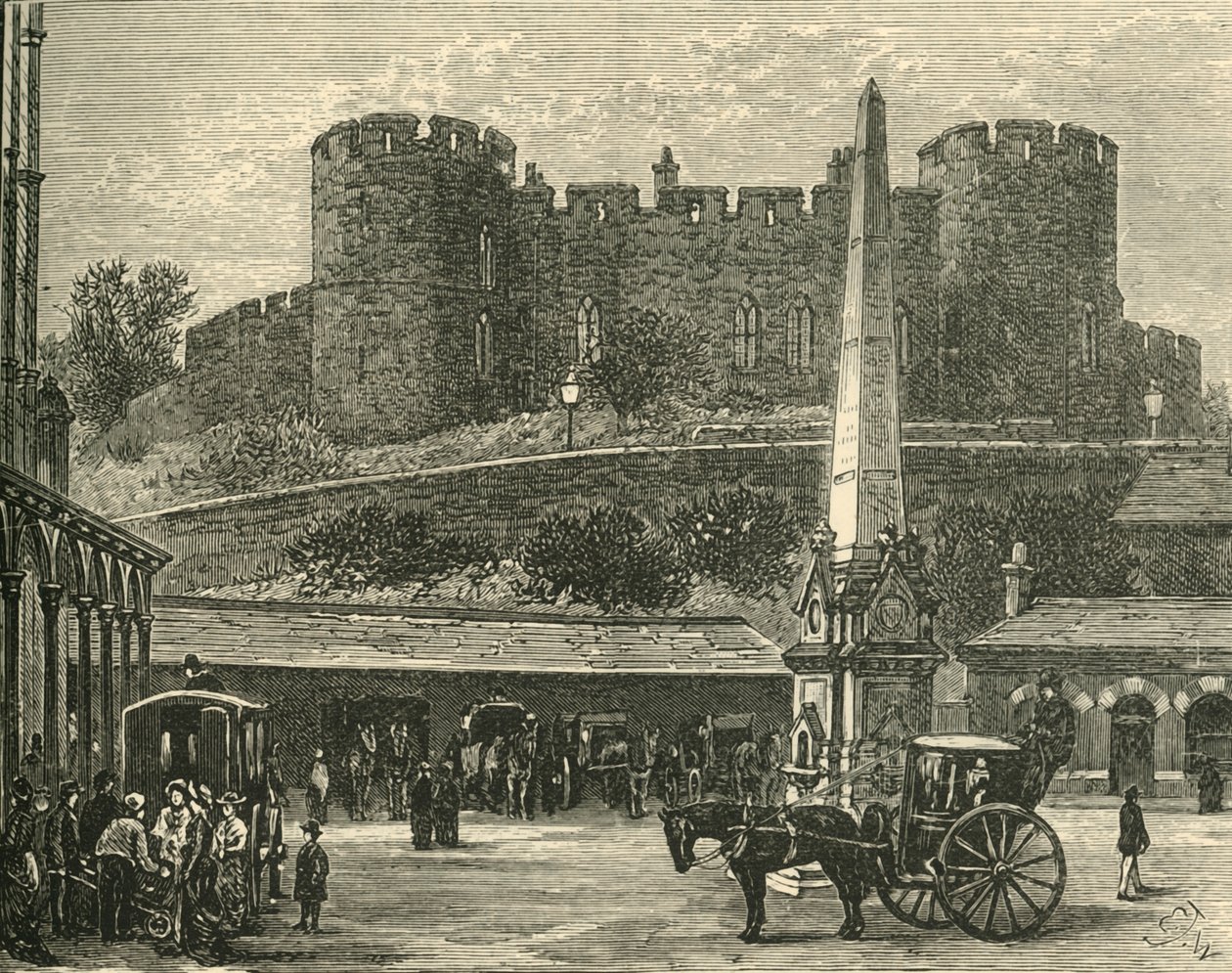 O castelo, da estação ferroviária, 1898. de Unbekannt