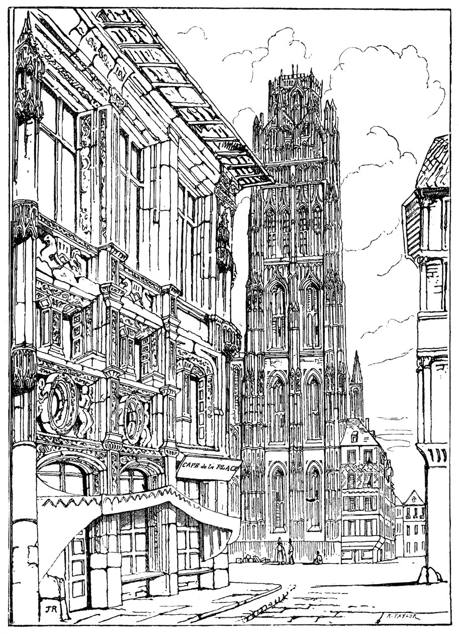 O pináculo da catedral, Rouen, 1835 1900 de Unbekannt