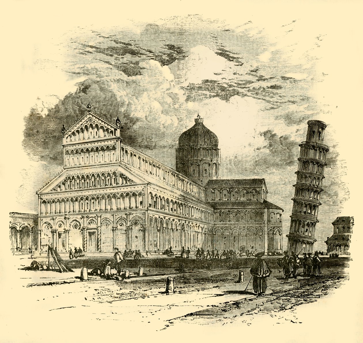 A catedral e a torre inclinada, Pisa, 1890. de Unbekannt
