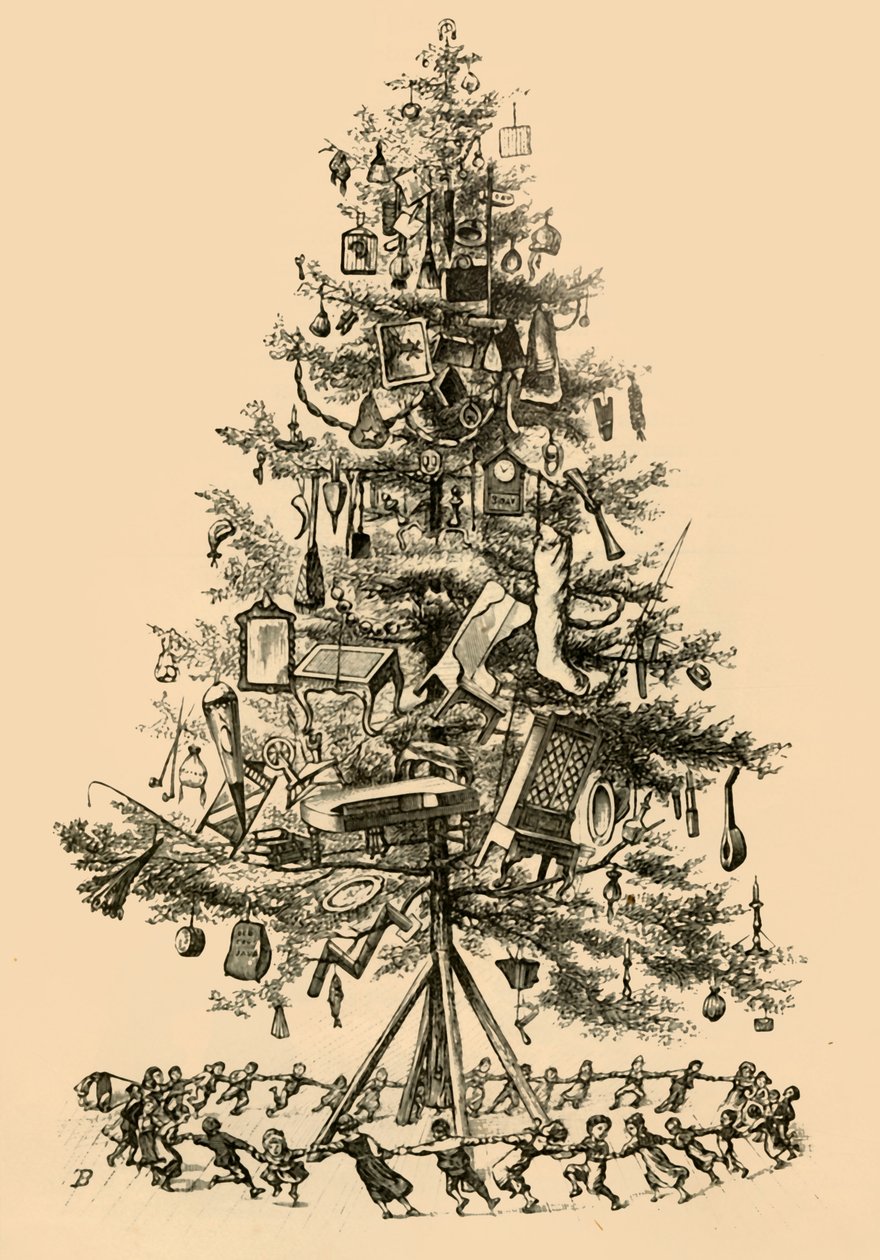 As crianças dançaram alegremente em torno da árvore, 1882. de Unbekannt