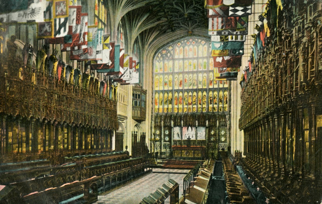 O coro na capela de St Georges, Castelo de Windsor, 1904. de Unbekannt