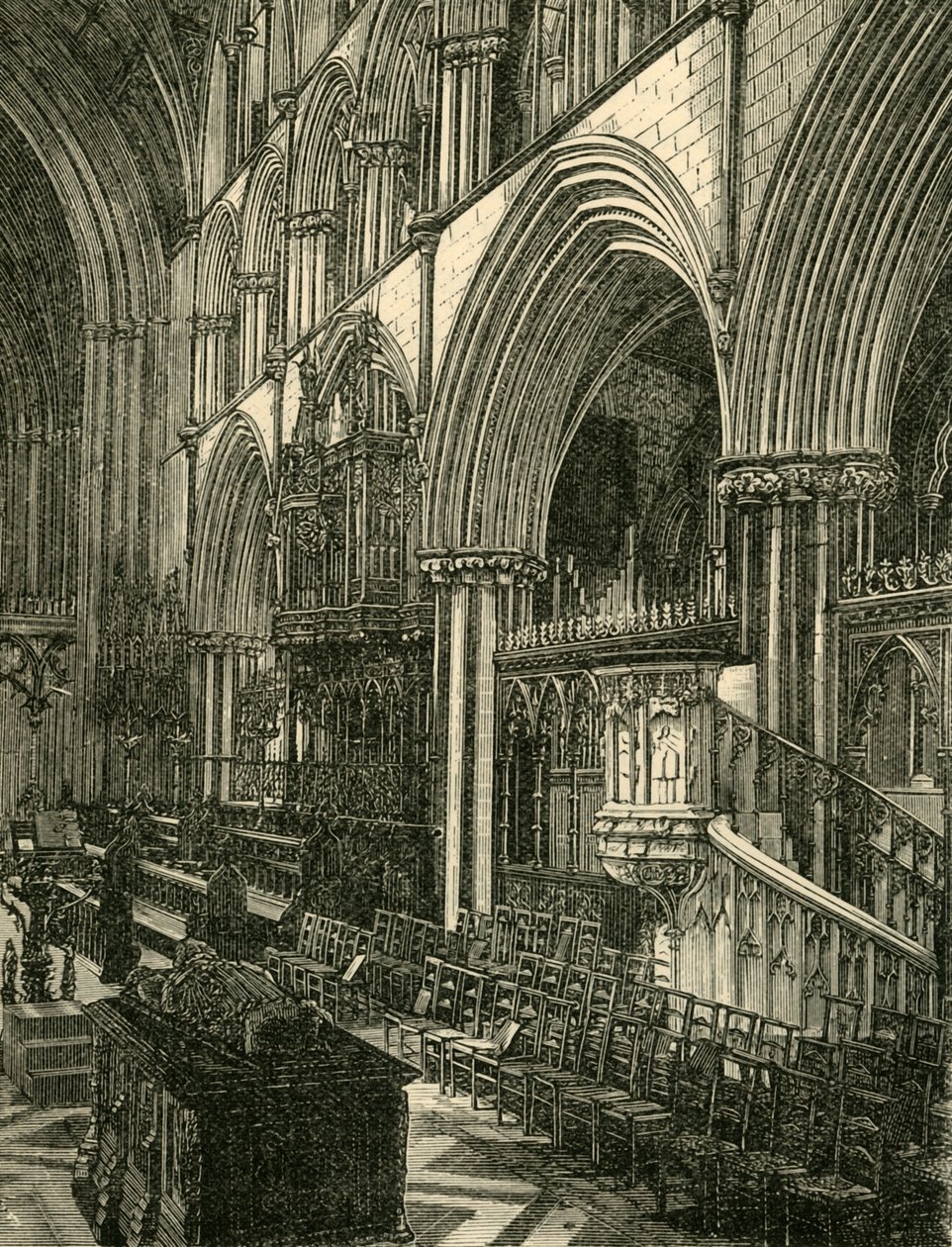 O coro da catedral de Worcester, 1898. de Unbekannt