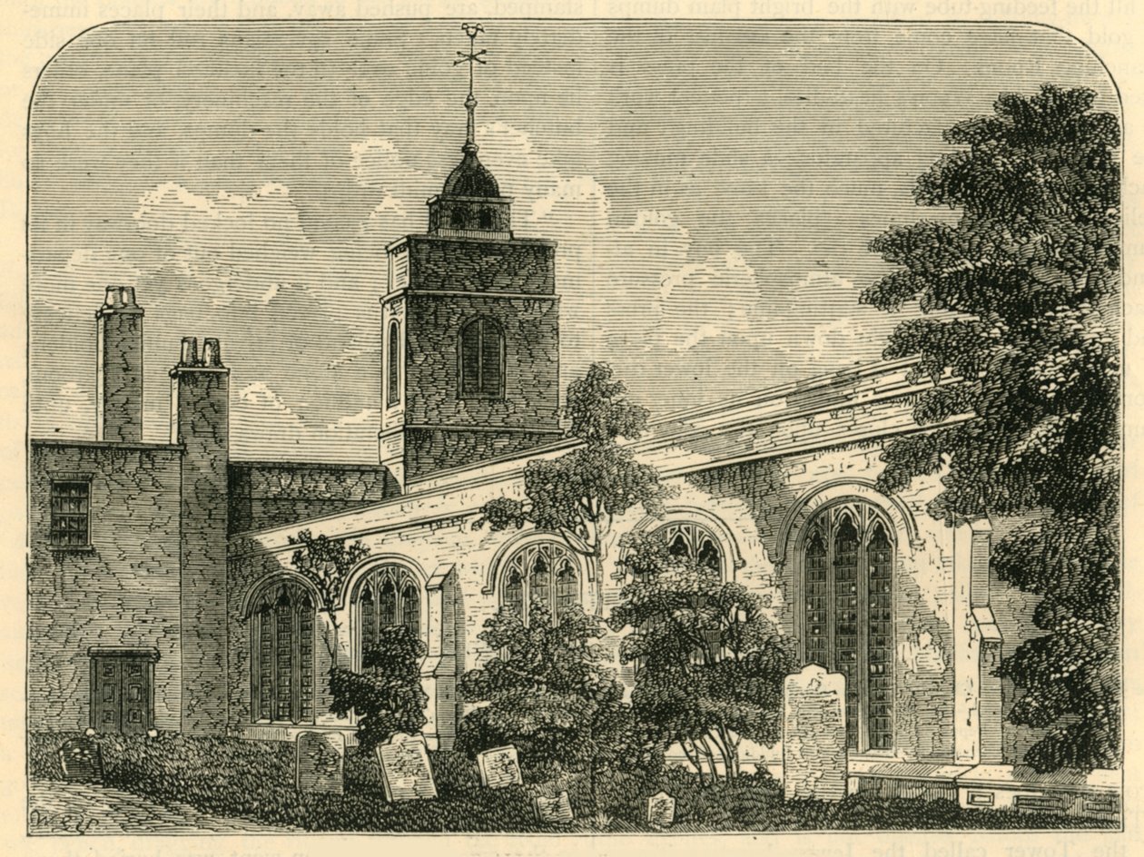 A Igreja de Allhallows, Barking, em 1750, c1872. de Unbekannt