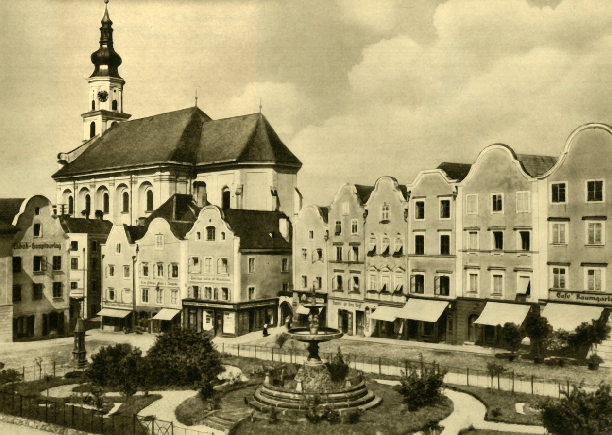 A Igreja de St George, Schärding am Inn, Alta Áustria, c1935. de Unbekannt