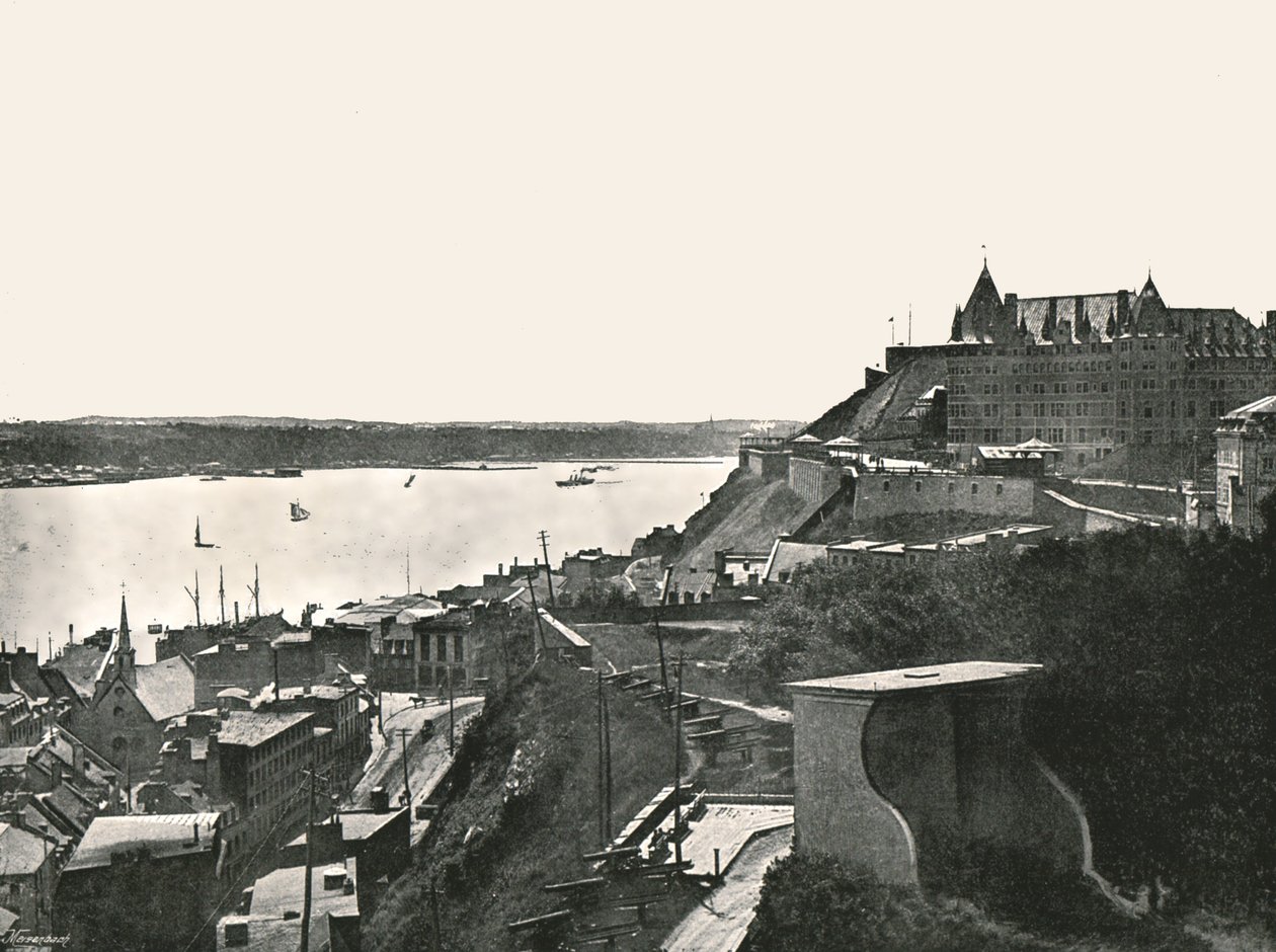 O Citadelle e o rio St Lawrence, Quebec, Canadá, 1895. de Unbekannt