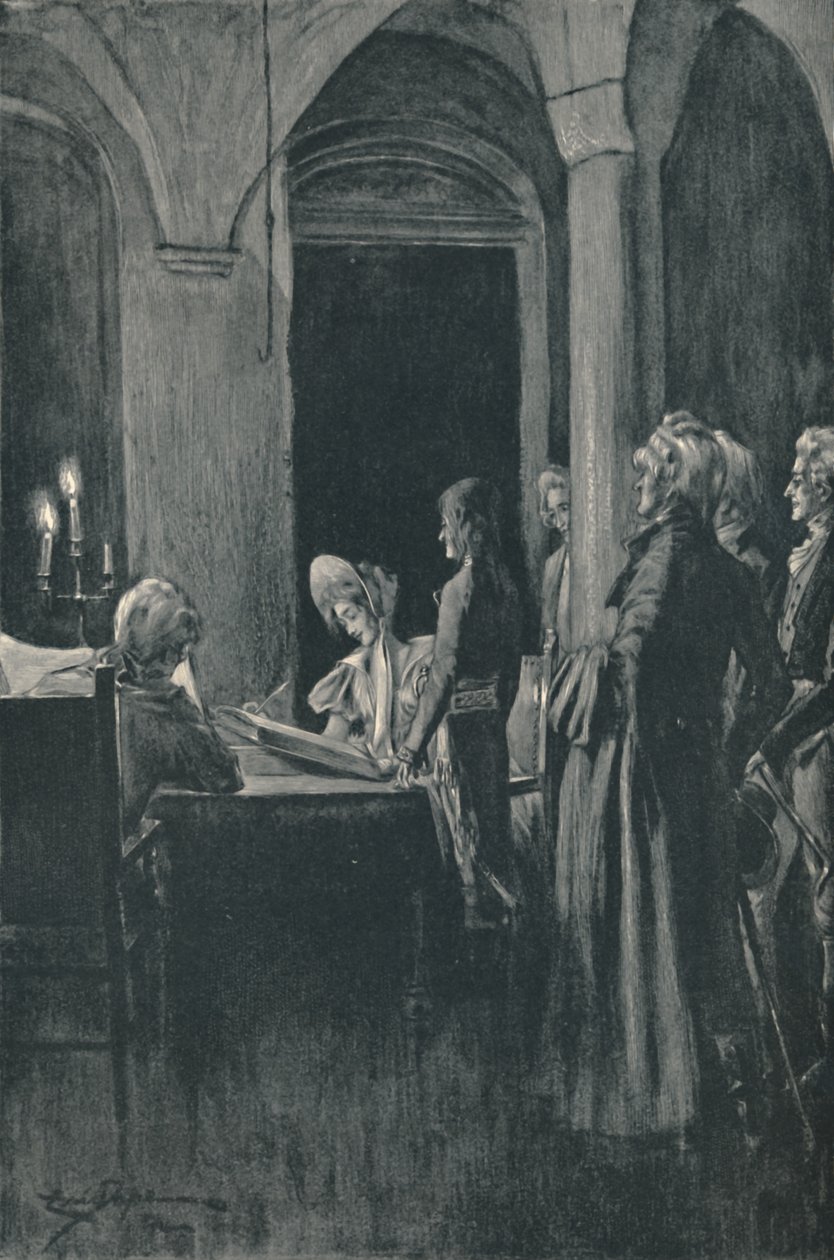O casamento civil de Napoleão e Josephine, 9 de março de 1796, 1896. de Unbekannt