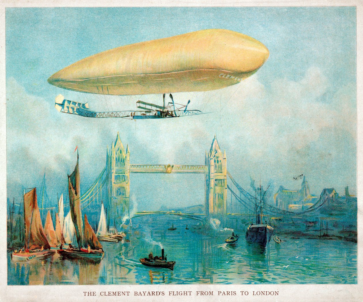 "O voo do Clement-Bayard de Paris para Londres", c 1908 de Unbekannt