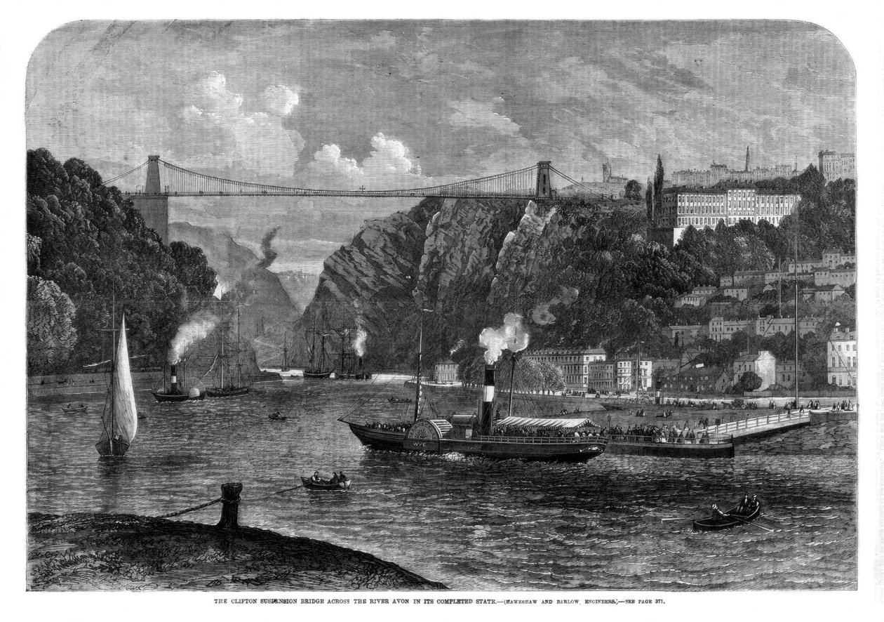 A ponte suspensa de Clifton sobre o rio Avon, 1864 de Unbekannt