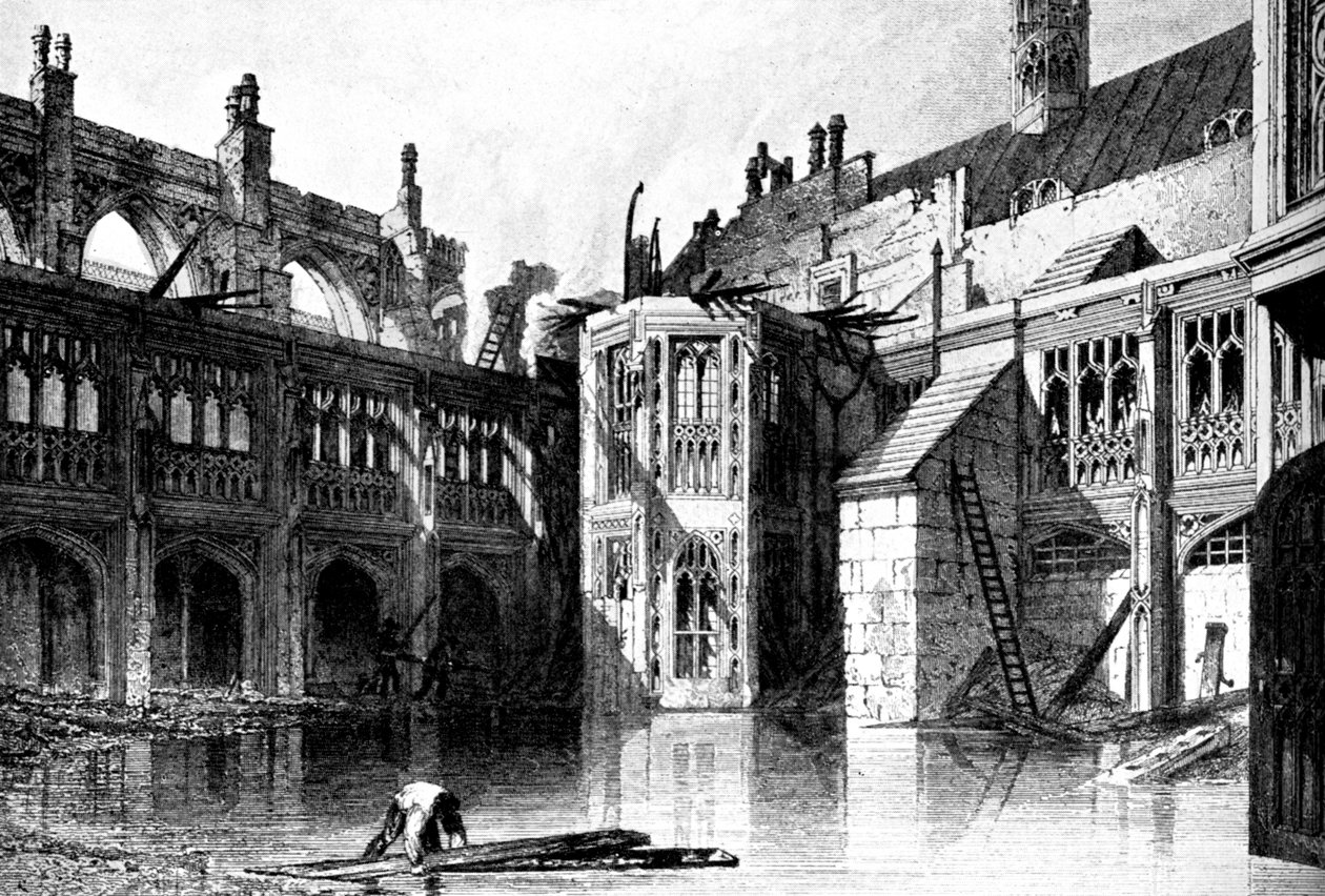 O tribunal do claustro, capela de St Stephens, palácio de Westminster, 1834 c1905 de Unbekannt