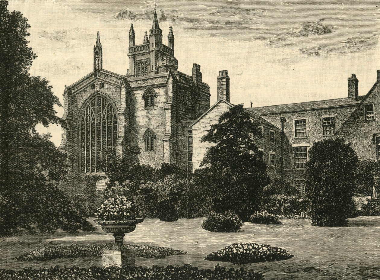 A capela da faculdade, dos jardins de Wardens, 1898. de Unbekannt