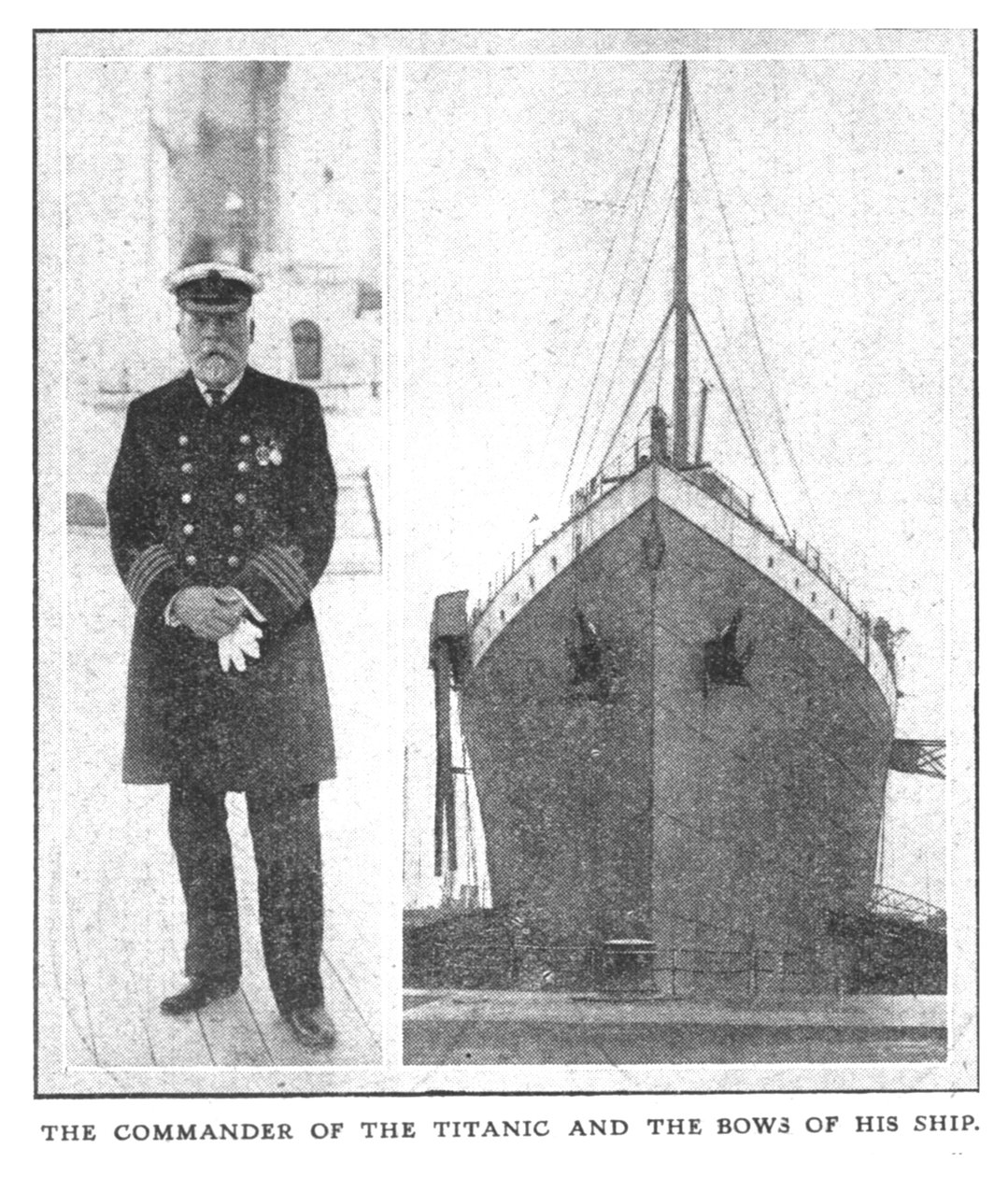 O comandante do Titanic e os arcos de seu navio, 20 de abril de 1912. de Unbekannt