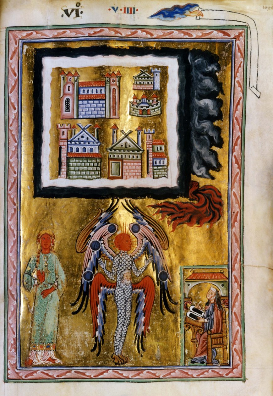 A conclusão da visão do Cosmos de Liber Divinorum Operum, ca 1220-1230 de Unbekannt