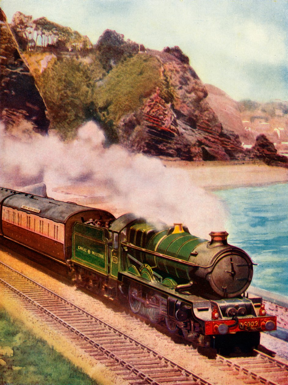 O Cornish Riviera Express desenhado por uma locomotiva da classe King, 1935-36. de Unbekannt