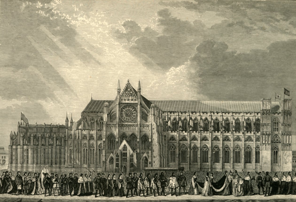 A procissão da coroação de Anne Boleyn à abadia de Westminster, 1533, 1881. de Unbekannt