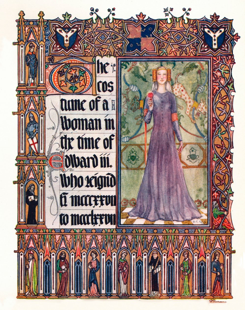 O traje de uma mulher no reinado de Eduardo III, c1353 de Unbekannt