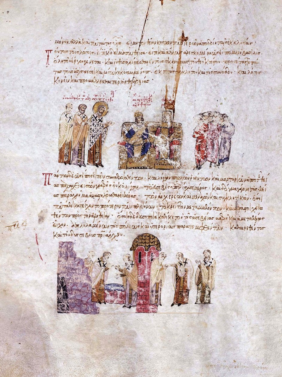 O Conselho de Constantinopla Triunfo da Ortodoxia em 843 Miniatura dos Skylitzes de Madri, de Unbekannt
