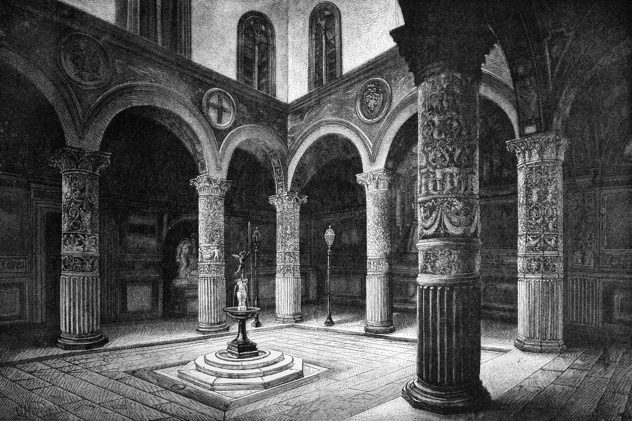 A corte do Palazzo Vecchio, Florença, Itália, 1882 de Unbekannt