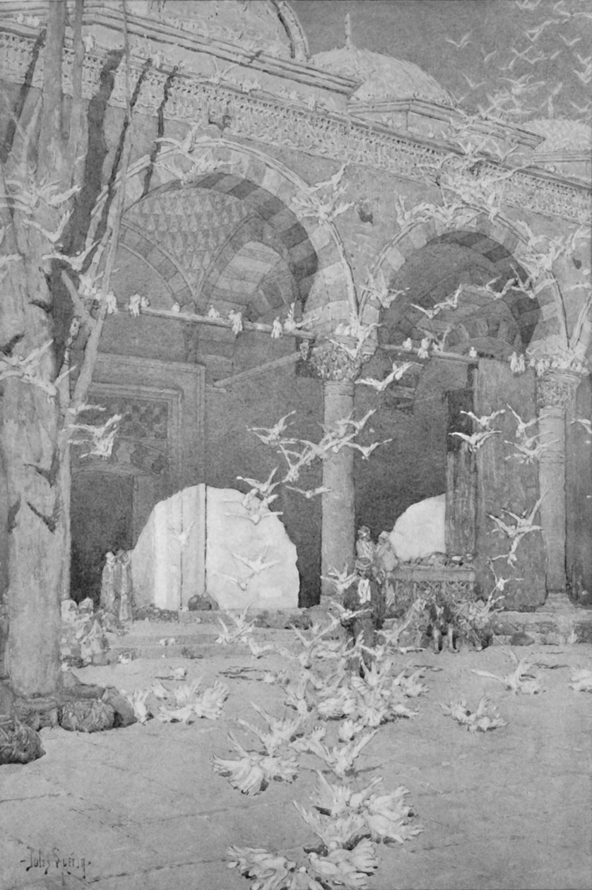 O pátio da mesquita dos pombos, 1913 de Unbekannt