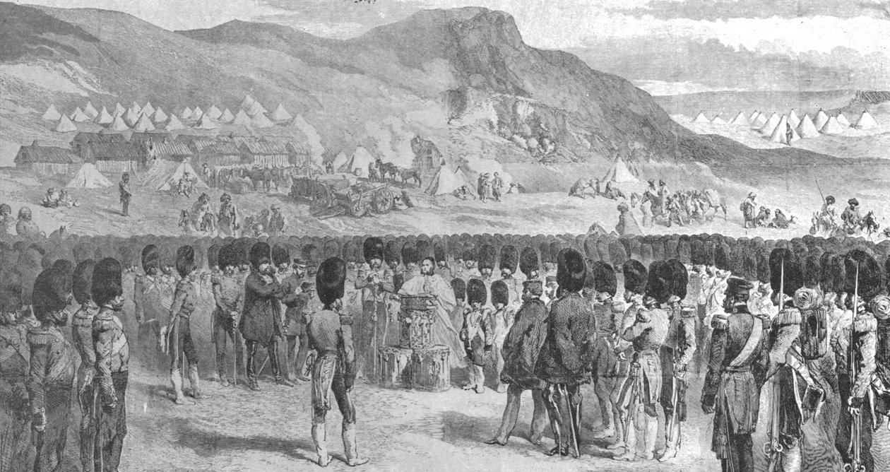 A Guerra da Criméia, 1854-56: Serviço Divino ... antes da Batalha de Balaclava, 1901. de Unbekannt