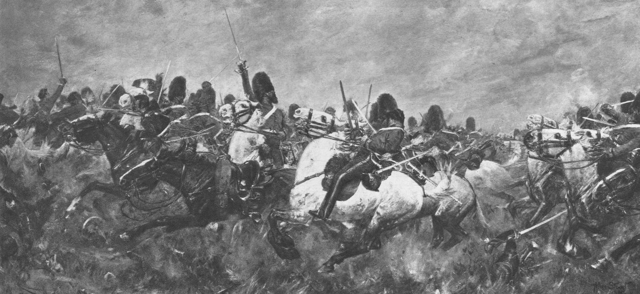 A Guerra da Criméia, 1854-56: O comício dos escoceses cinzentos ... em Balaclava, 1901. de Unbekannt
