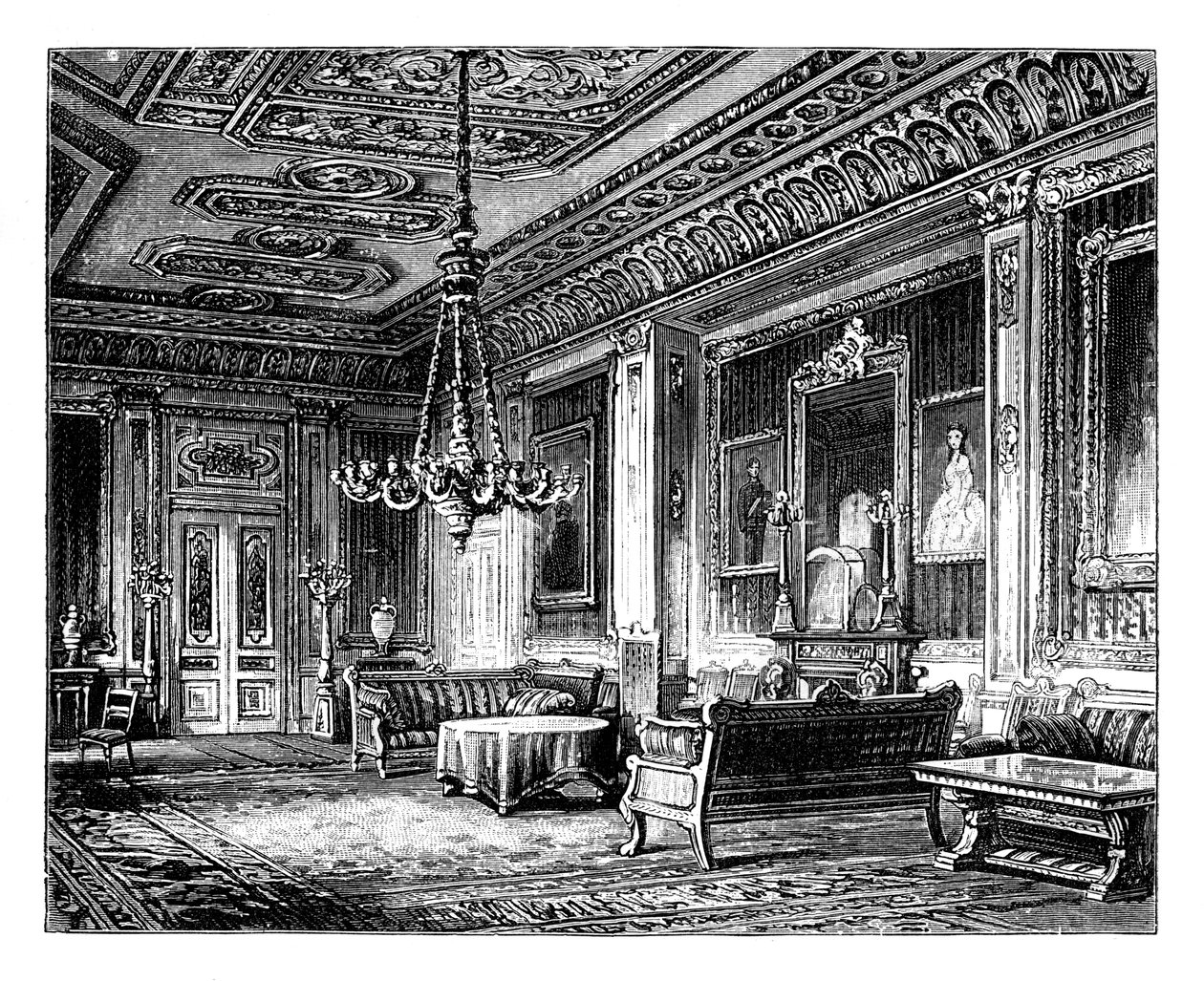 A sala de estar carmesim, Castelo de Windsor, c1888 de Unbekannt
