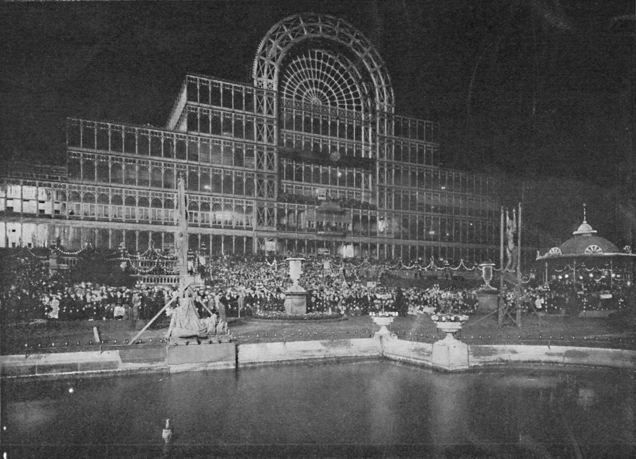 O Palácio de Cristal iluminado por Brock, 1900 de Unbekannt