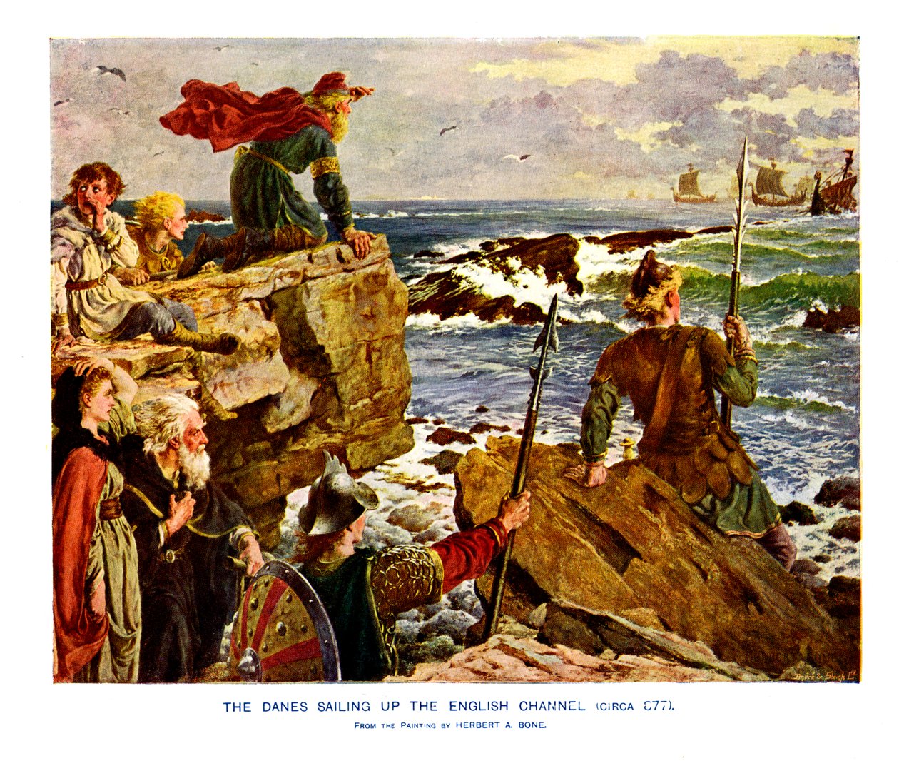 Os dinamarqueses navegando pelo Canal da Mancha, c877 dC, século XIX de Unbekannt