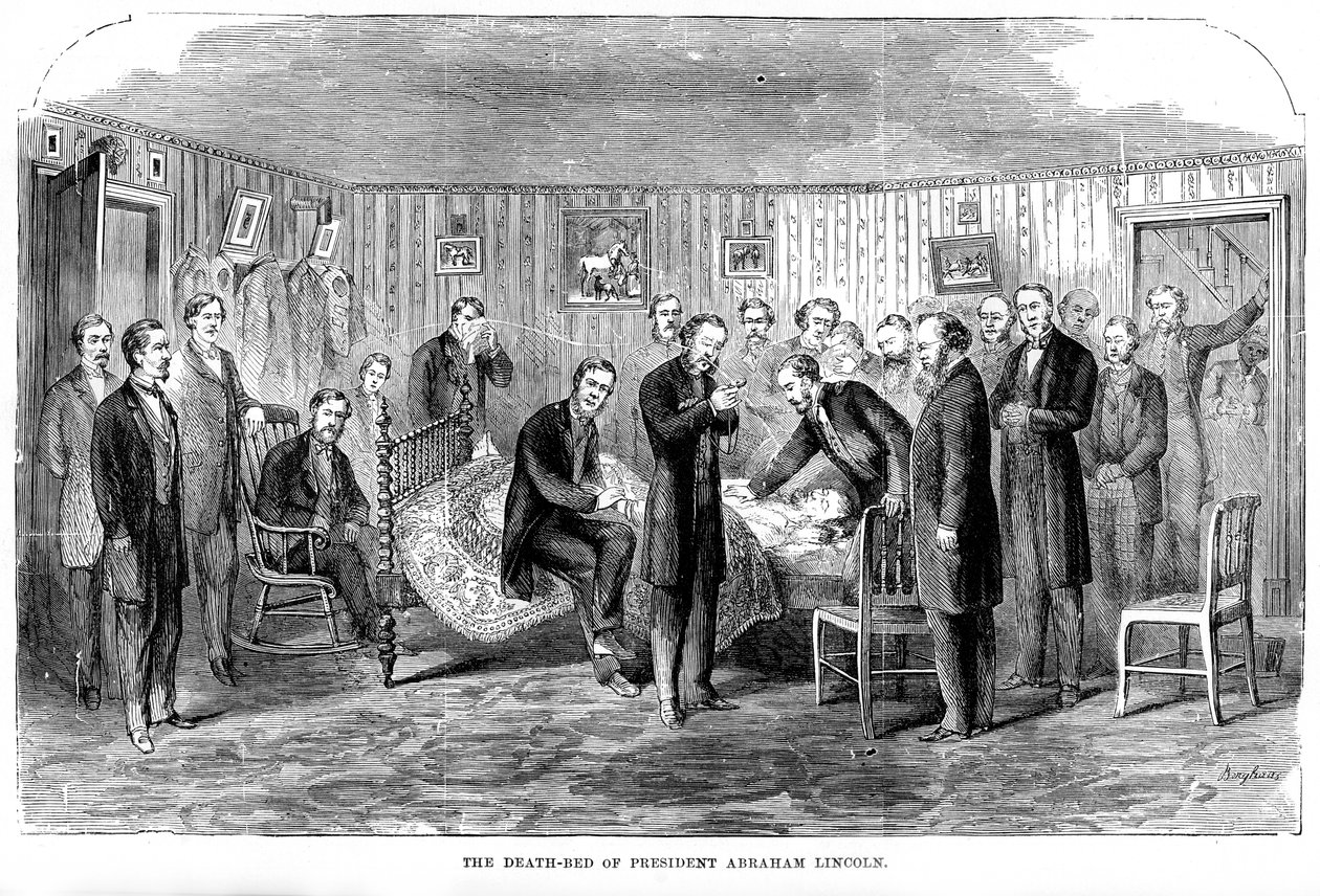 O leito de morte do Presidente Abraham Lincoln, 1865, 1872 de Unbekannt