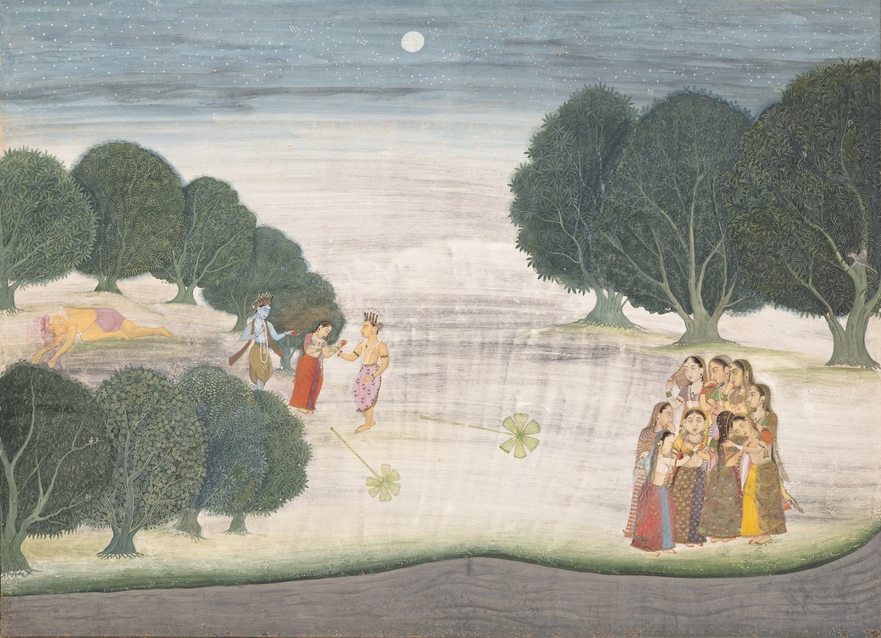 A Morte do Shankachura Gigante: Página de um Bhagavata Purana Disperso ... 1680-90. de Unbekannt
