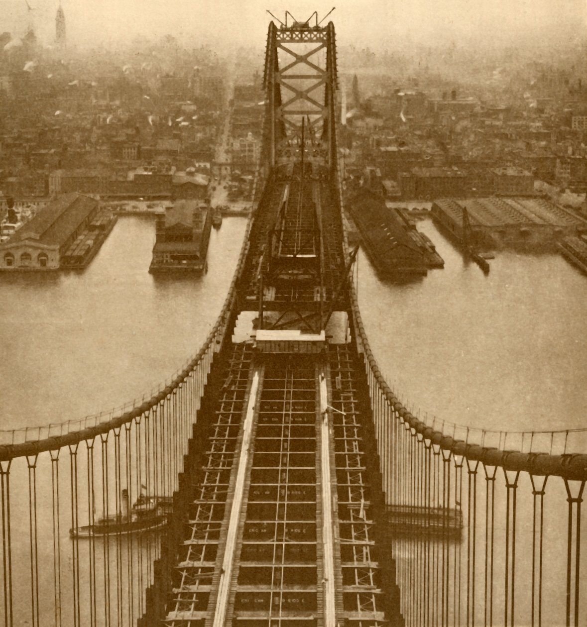 A ponte suspensa do rio Delaware, c1930. de Unbekannt