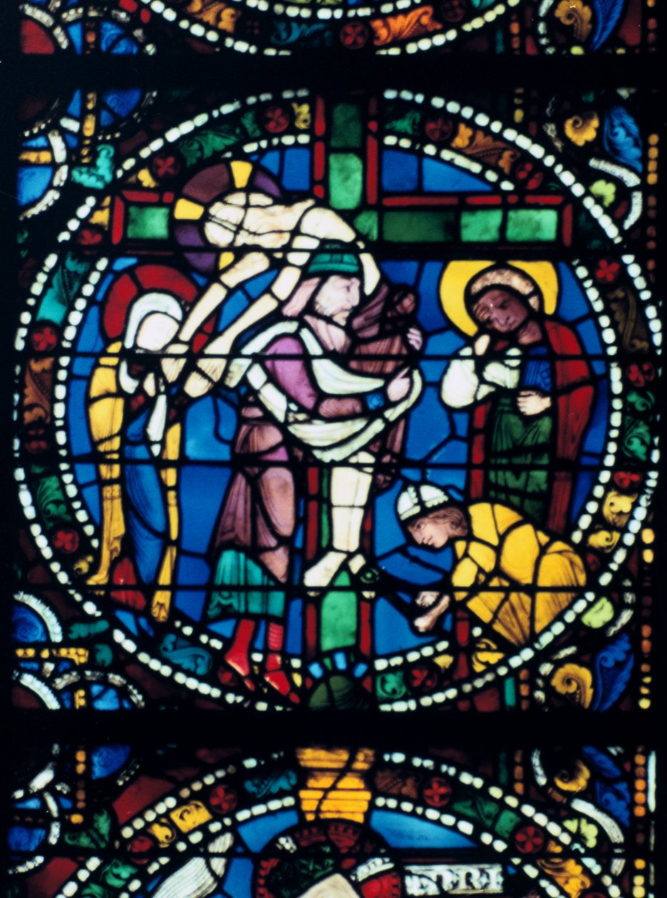 A descida da cruz, vitral, Catedral de Chartres, França, 1194-1260 de Unbekannt
