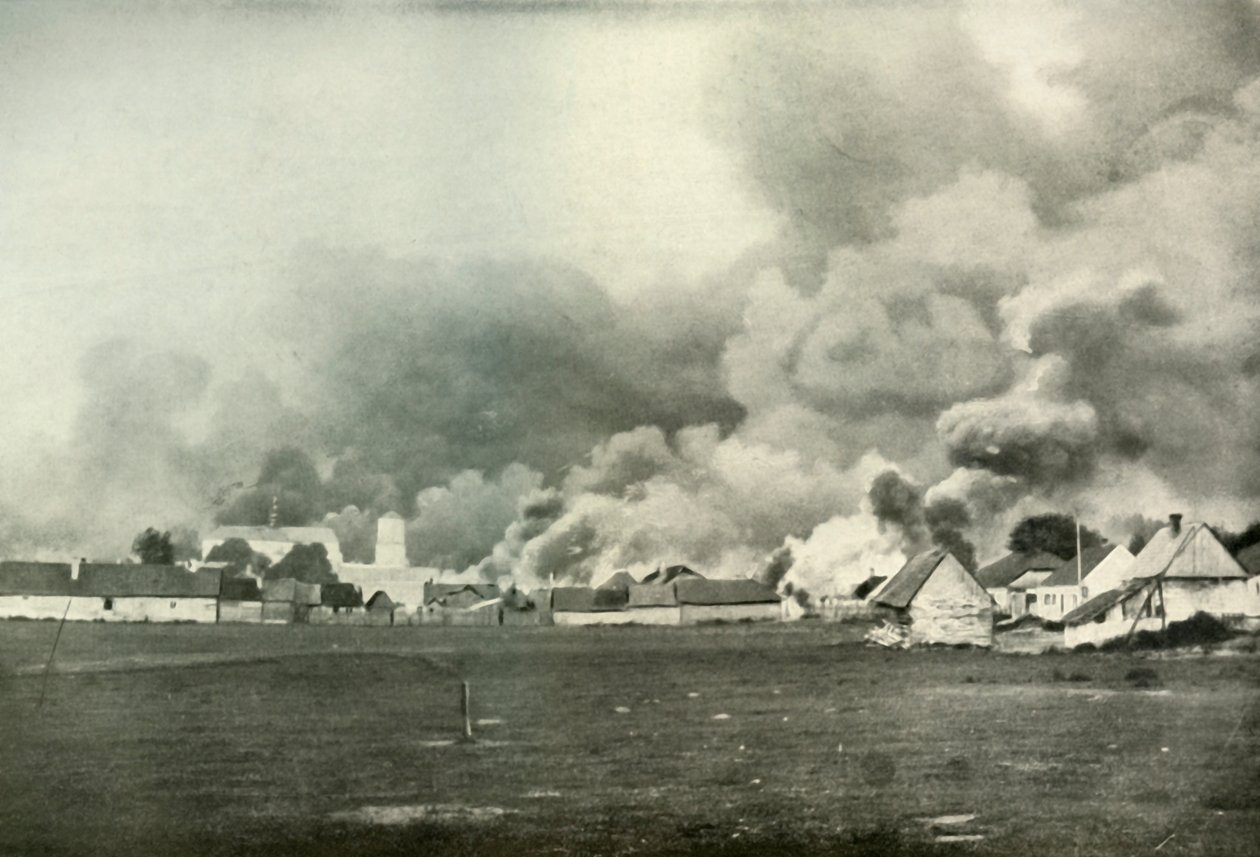 A destruição de uma vila polonesa, 1919. de Unbekannt