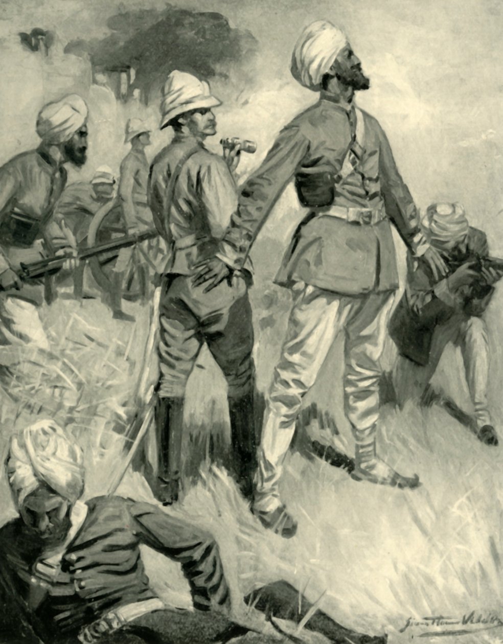 A devoção do general Robertss Sikh Orderly em Spingawi, 1901. de Unbekannt