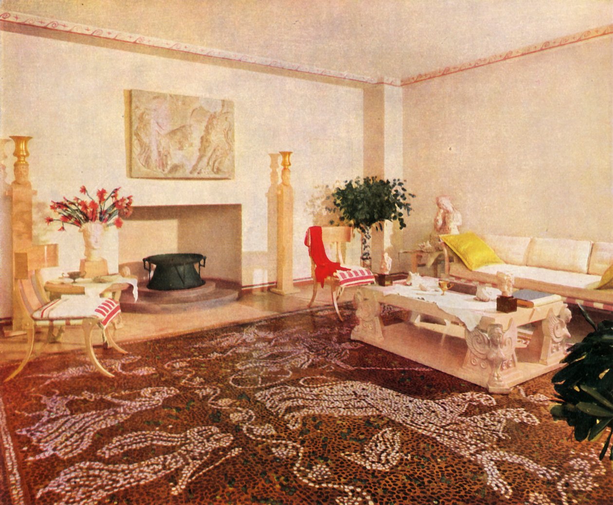 A sala de jantar - Robsjohn-Gibbings, designou o estilo desta sala como Sans Epoque, 1941. de Unbekannt