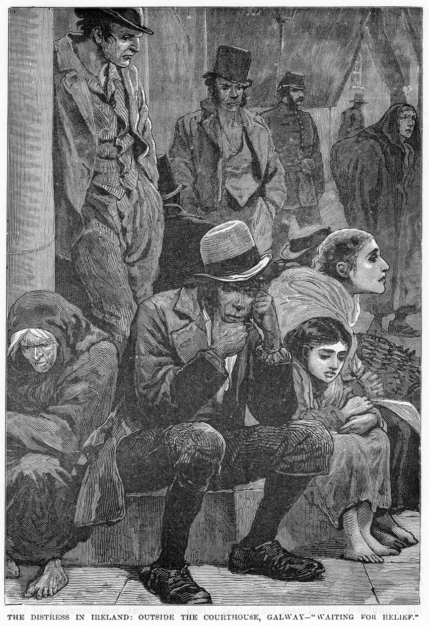 A angústia na Irlanda: Fora do tribunal, Galway - Waiting for Relief, século XIX de Unbekannt