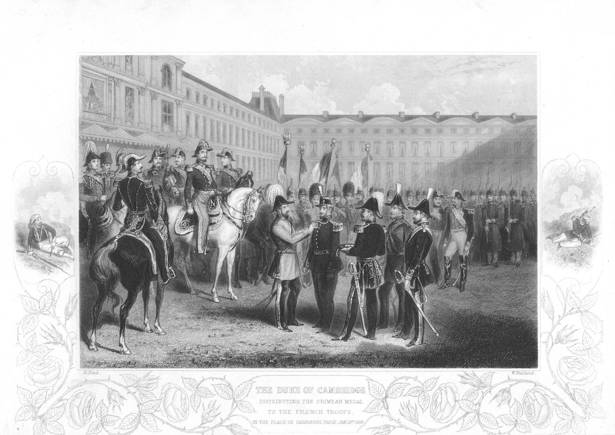 O duque de Cambridge apresenta a medalha da Crimeia aos soldados franceses, 1856 de Unbekannt