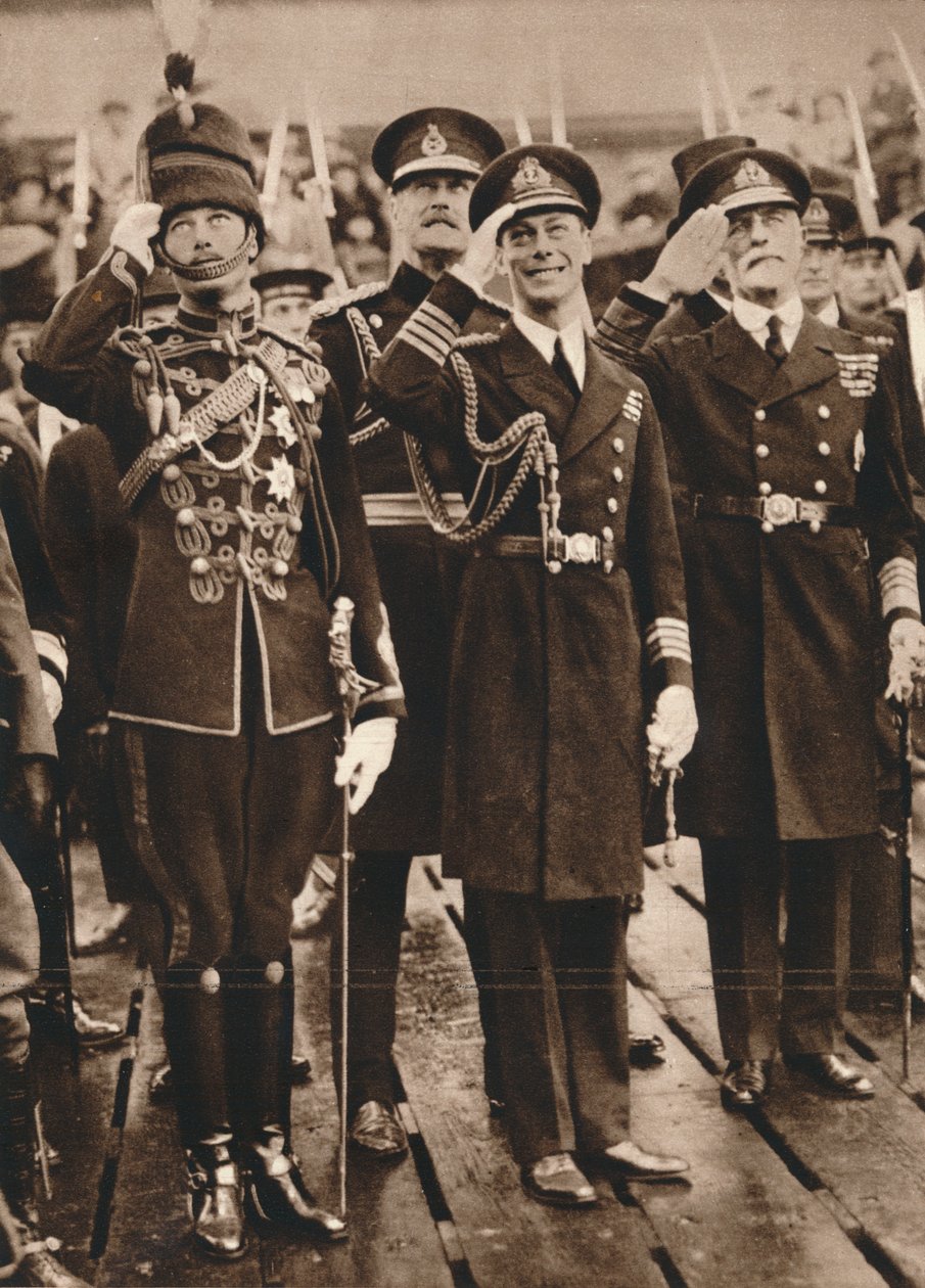 O duque de York e o príncipe Henry dando as boas-vindas ao príncipe de Gales em Portsmouth, 1925 de Unbekannt