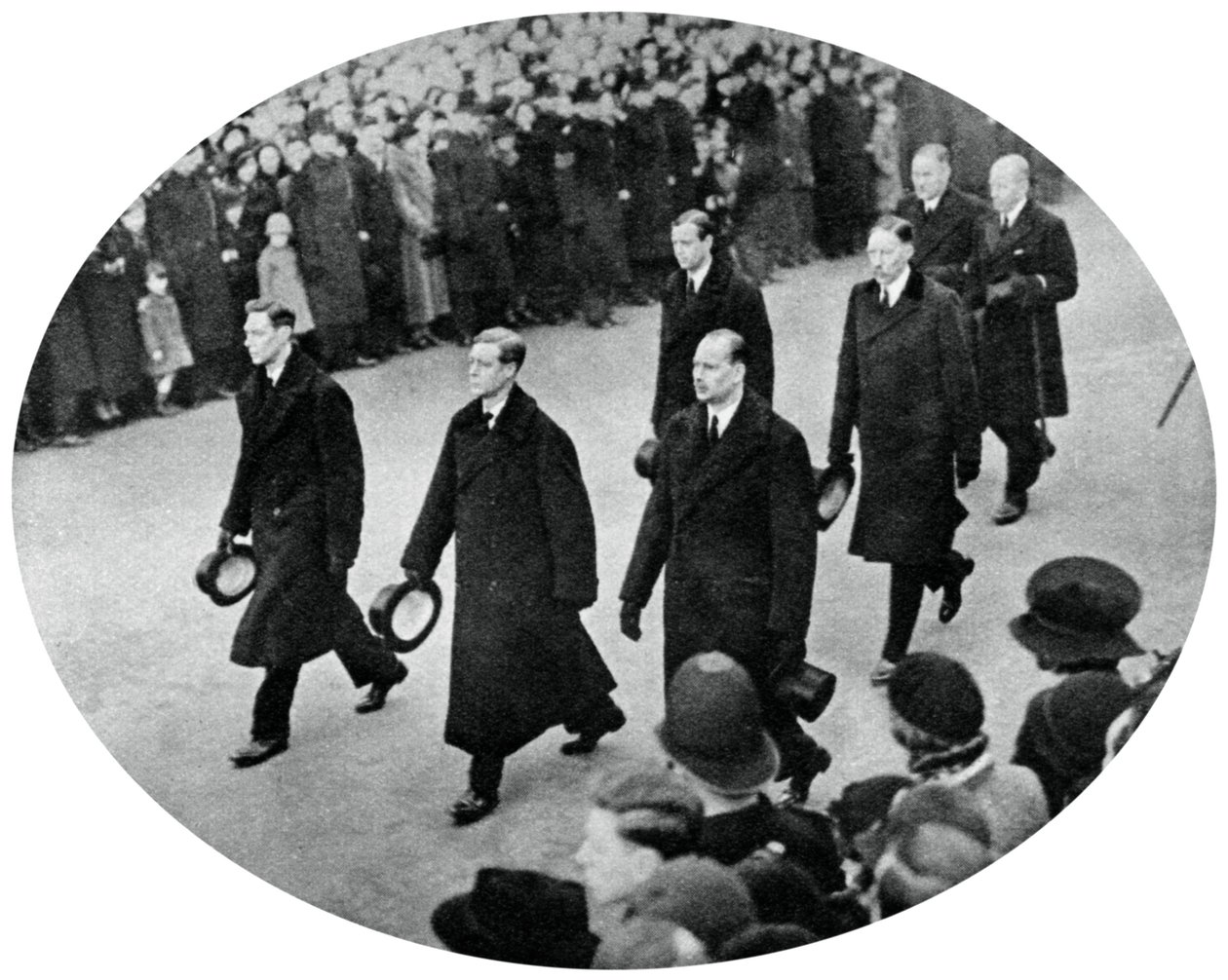 O duque de York e seus irmãos na procissão fúnebre do rei George Vs, 1936, 1937 de Unbekannt