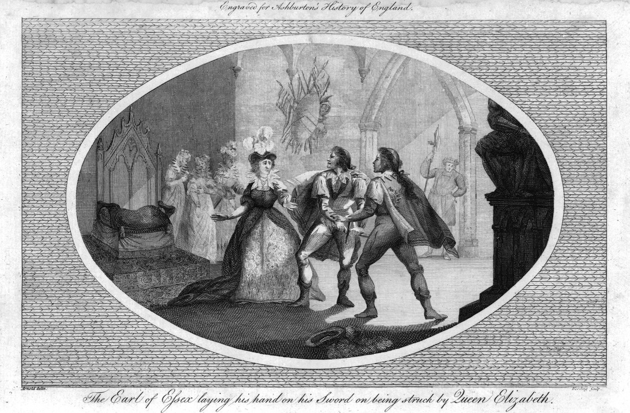 O conde de Essex pôs a mão na espada ao ser atingido pela rainha Elizabeth., 1792 de Unbekannt