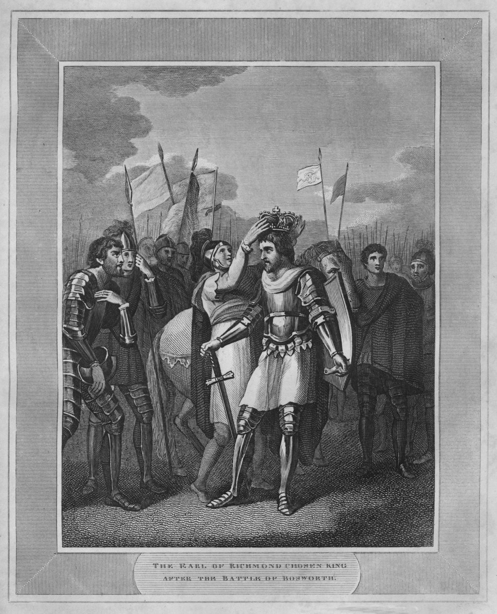 O conde de Richmond foi escolhido rei após a batalha de Bosworth, 1838 de Unbekannt
