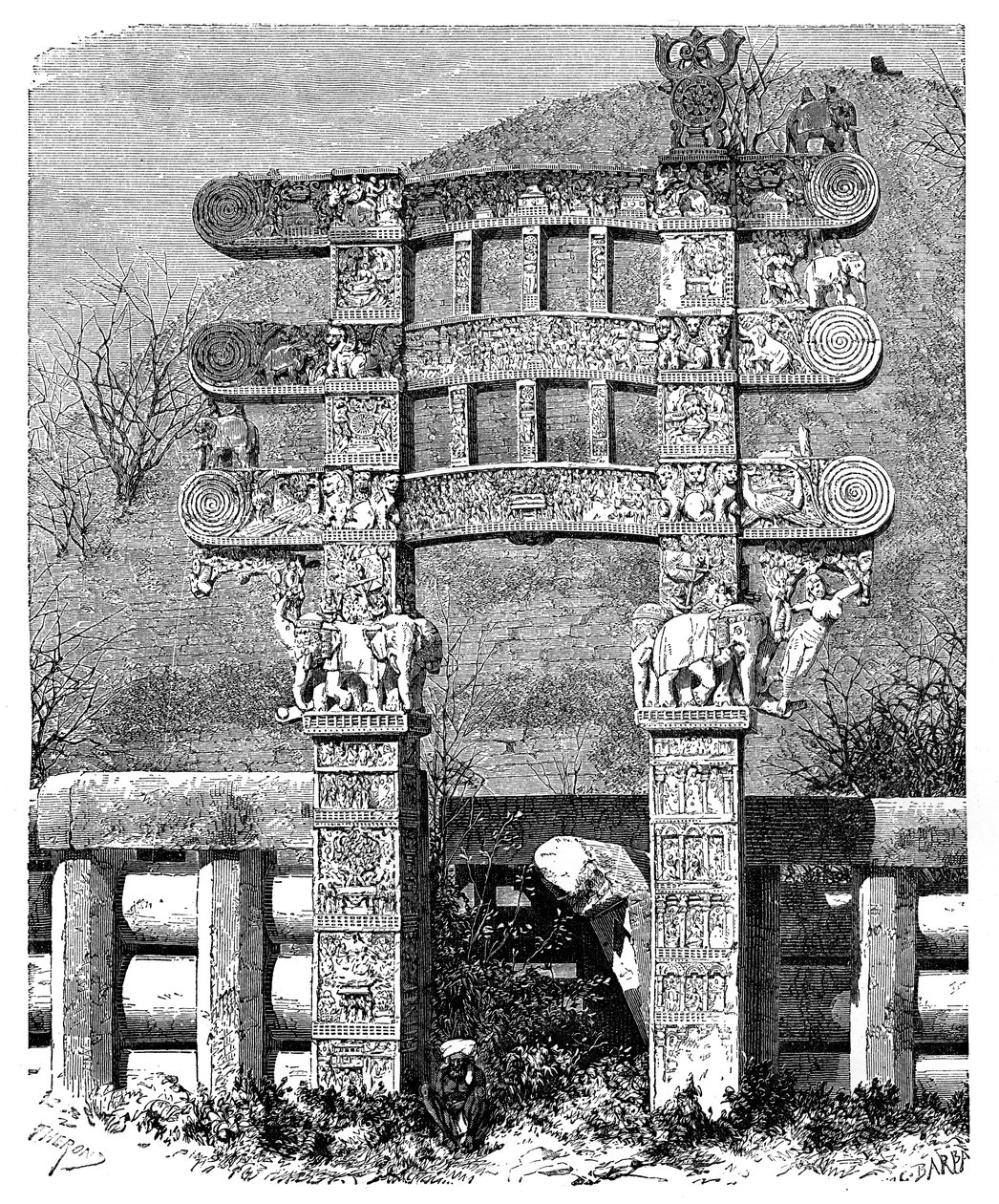 O portão leste do Sanchi Tope, Índia, 1895 de Unbekannt