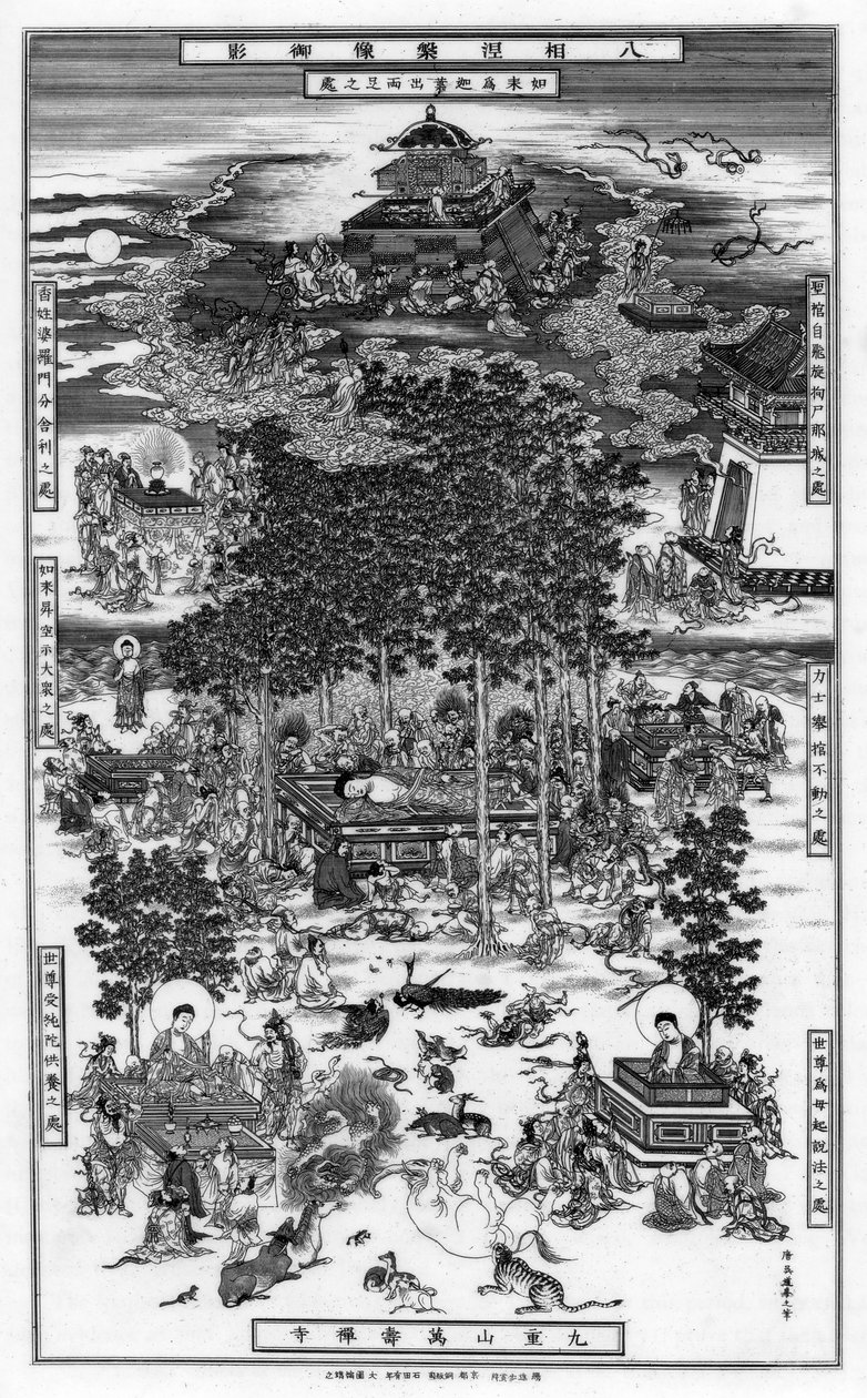 Os Oito Incidentes do Nirvana de Sakyamuni, século XVIII, 1886 de Unbekannt